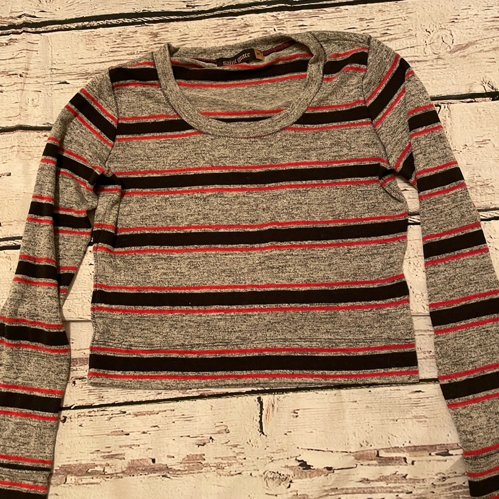 Saint Grace Gray NWOT Orange Crop Long Sleeve Tee